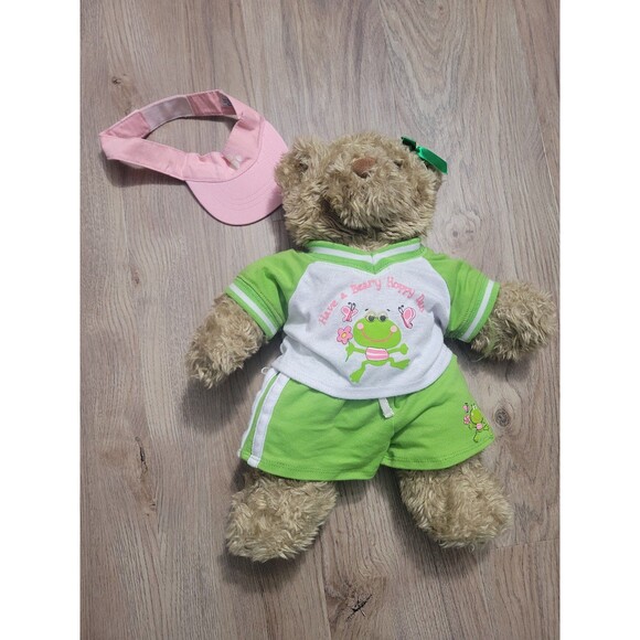 Build a bear Fuzzy Teddy Bear Plush with Green outfit - Picture 1 of 7